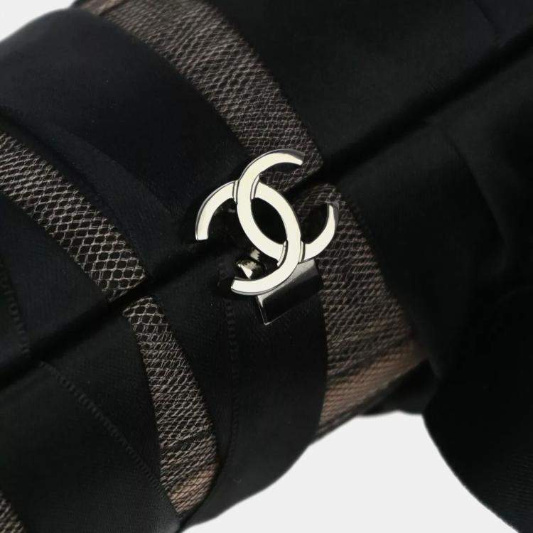 Pre Owned Chanel Black Satin Bow Shoulder Bag