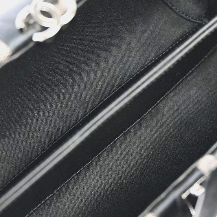 Pre Owned Chanel Black Satin Bow Shoulder Bag