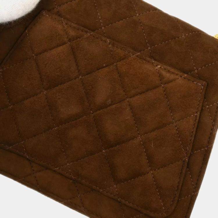 Pre Owned Chanel Brown Suede Single Flap Shoulder Bag