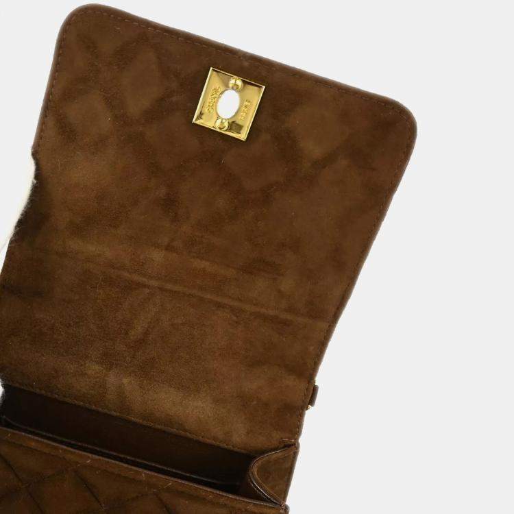Pre Owned Chanel Brown Suede Single Flap Shoulder Bag