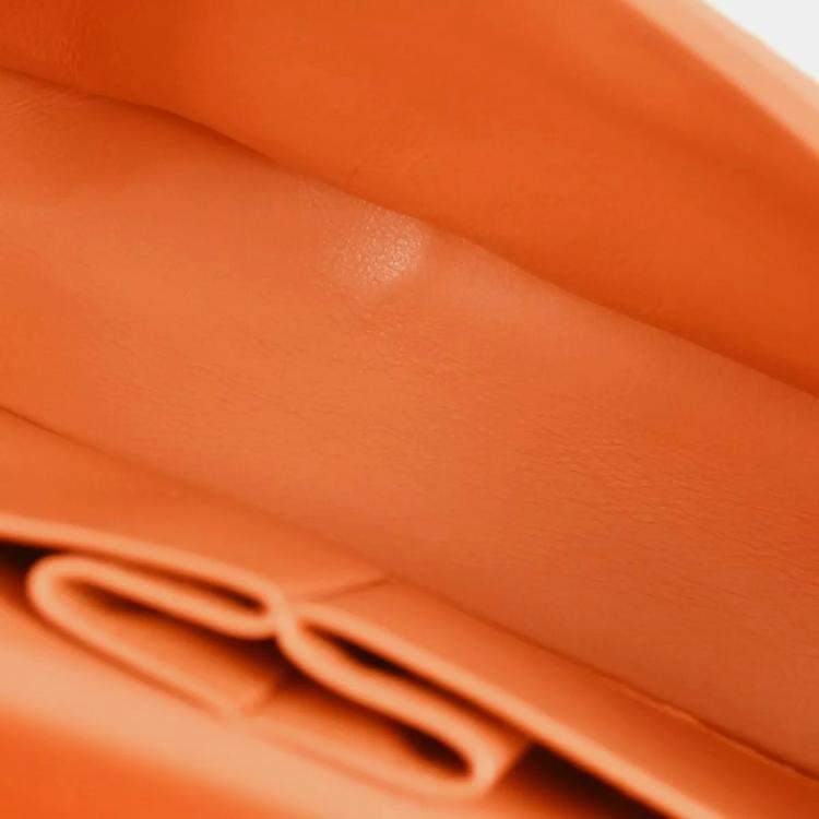 Pre Owned Chanel Orange Caviar Leather Medium Classic Double Flap Shoulder Bag