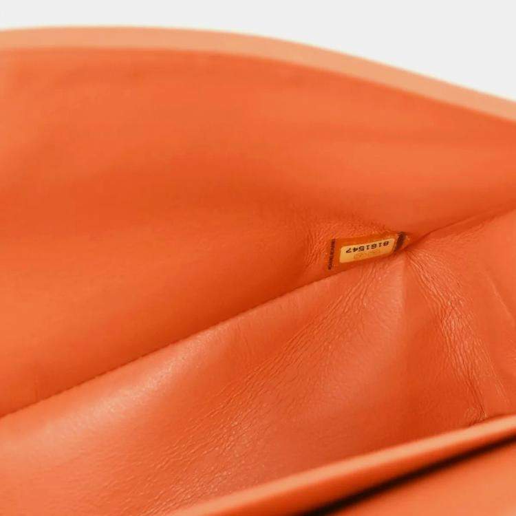Pre Owned Chanel Orange Caviar Leather Medium Classic Double Flap Shoulder Bag