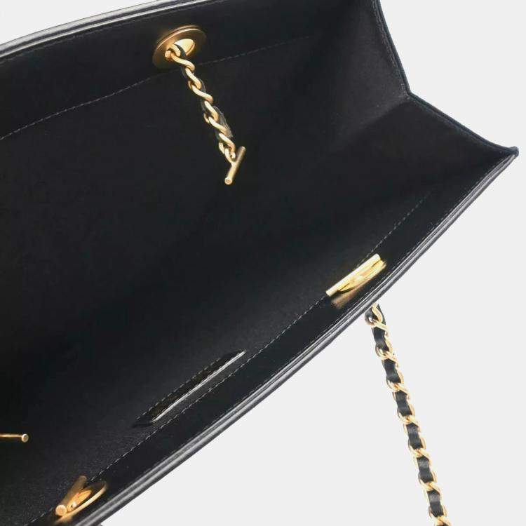 Pre Owned Chanel Navy Canvas and Leather Icon Chain Tote Bag