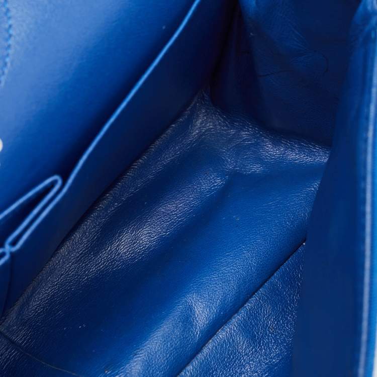 Pre Owned Chanel Blue Quilted Jersey Reissue 2.55 Classic 226 Flap Bag