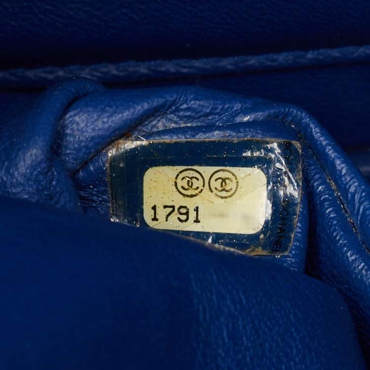 Pre Owned Chanel Blue Quilted Jersey Reissue 2.55 Classic 226 Flap Bag