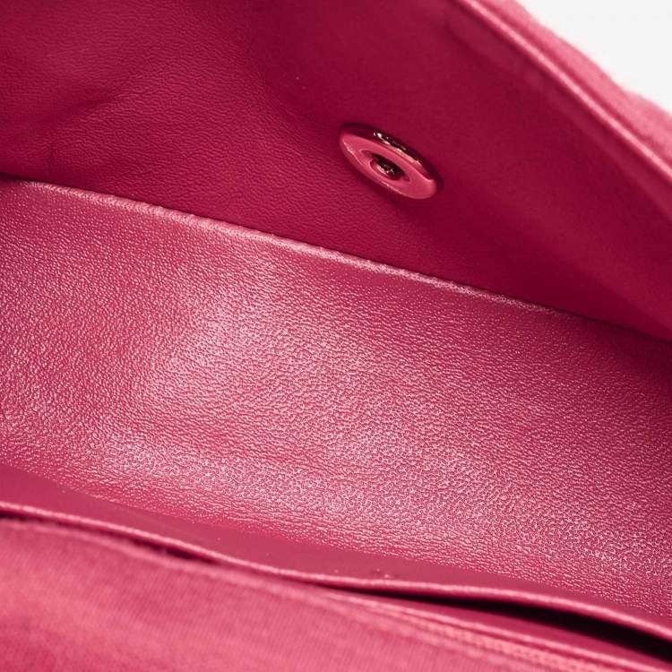 Pre Owned Chanel Pink Quilted Jersey Small Classic Single Flap Bag 