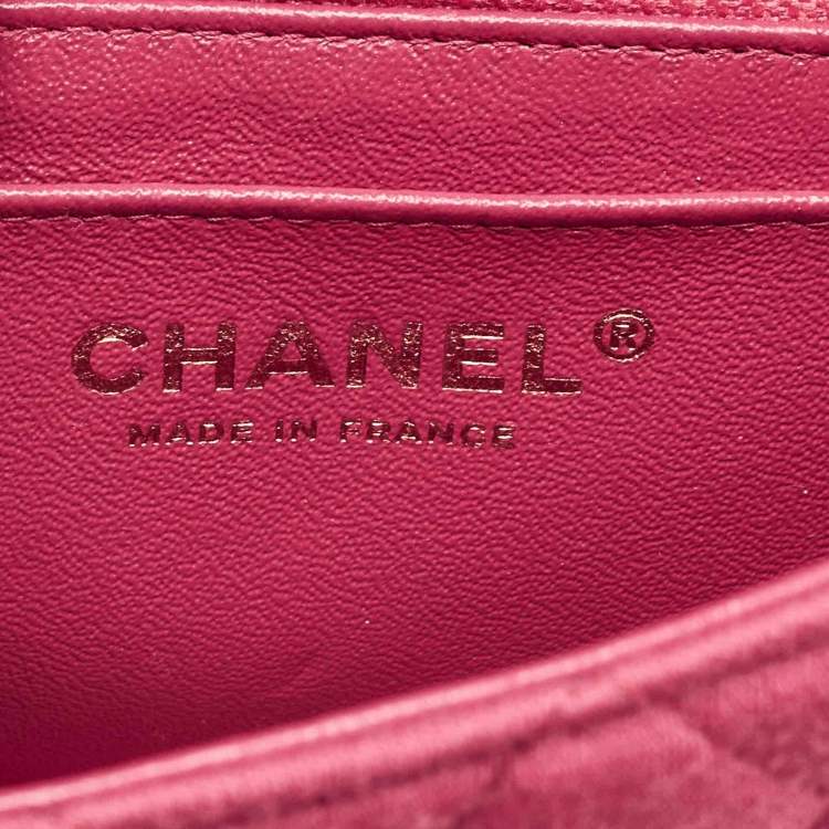 Pre Owned Chanel Pink Quilted Jersey Small Classic Single Flap Bag 