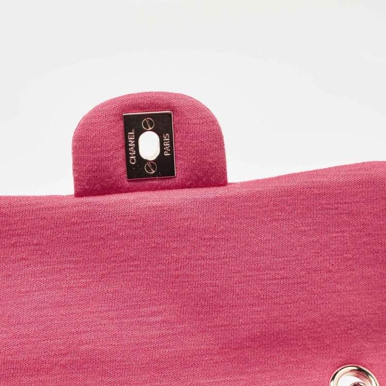 Pre Owned Chanel Pink Quilted Jersey Small Classic Single Flap Bag 
