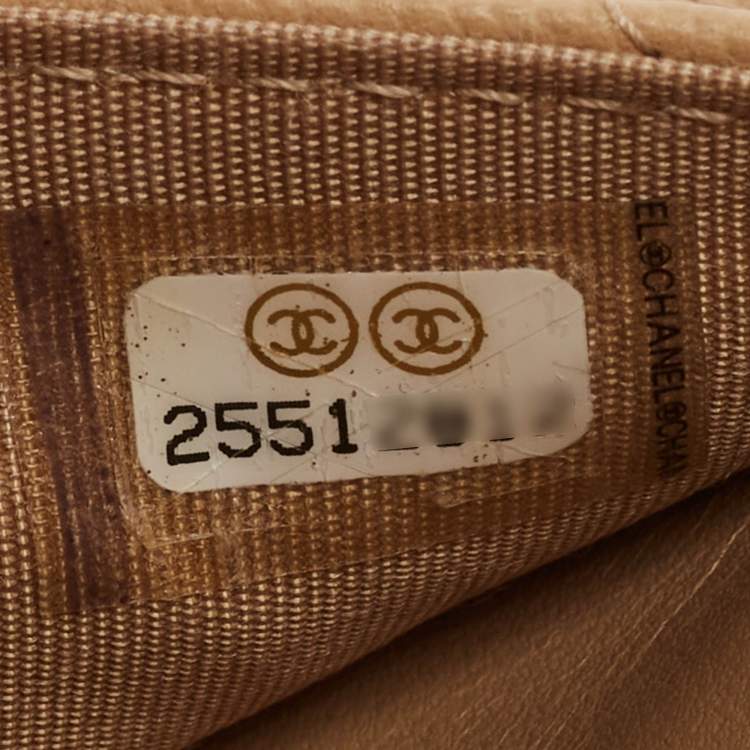 Pre Owned Chanel Beige Quilted Caviar Leather Filigree Wallet on Chain