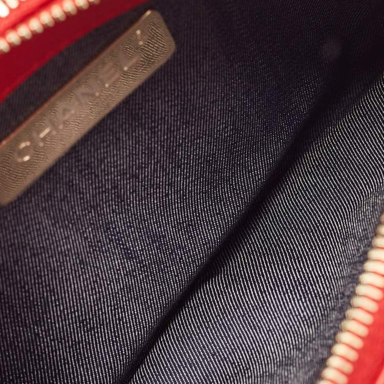 Pre Owned Chanel Red Leather CC Mania Double Zip Waist Belt Bag