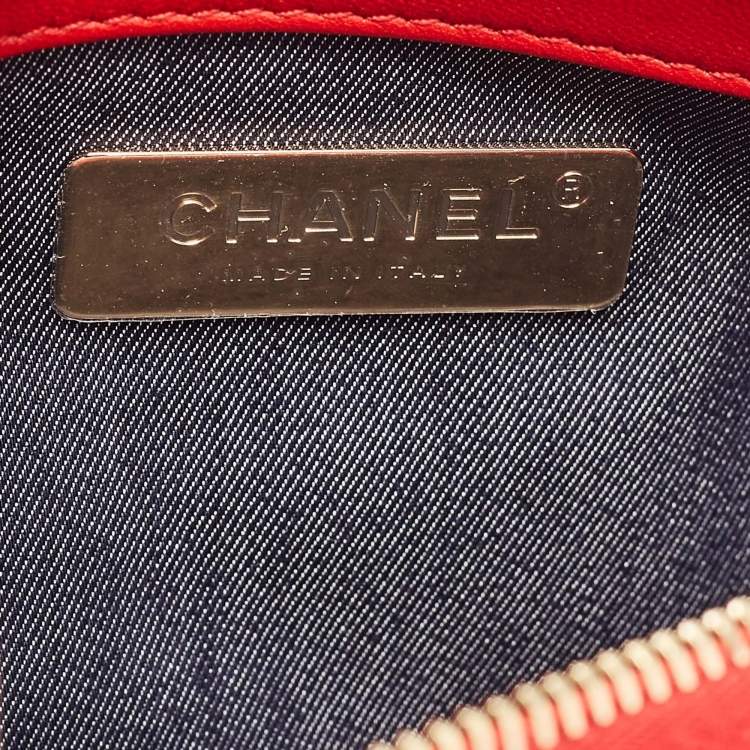 Pre Owned Chanel Red Leather CC Mania Double Zip Waist Belt Bag