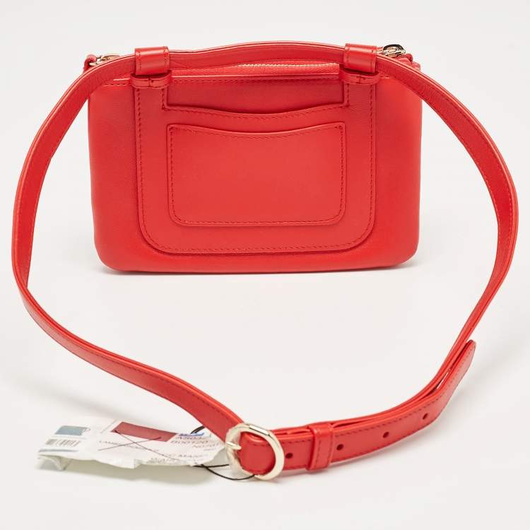 Pre Owned Chanel Red Leather CC Mania Double Zip Waist Belt Bag