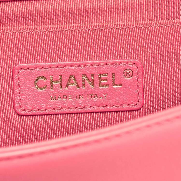 Pre Owned Chanel Pink Stitch Quilted Leather Medium Boy Flap Bag