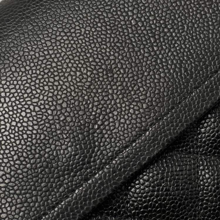Pre Owned Chanel Black Quilted Caviar Leather Jumbo Classic Double Flap Bag