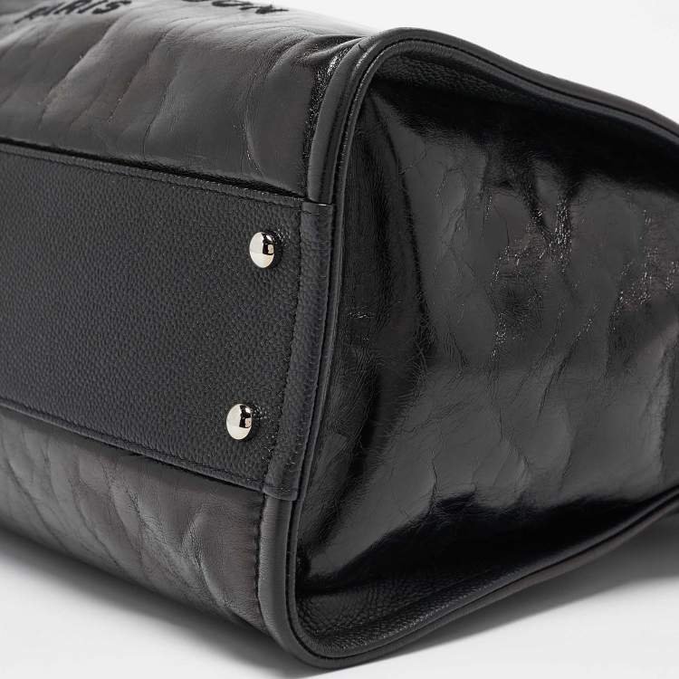 Pre Owned Chanel Black Glazed Leather Small Deauville Shopping Tote