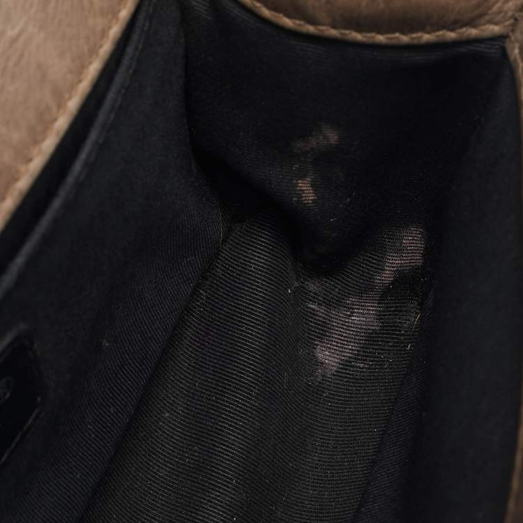 Pre Owned Chanel Beige Double Stitch Quilted Leather Small Boy Flap Bag