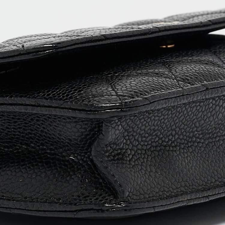 Pre Owned Chanel Black Quilted Caviar Leather WOC Clutch Bag