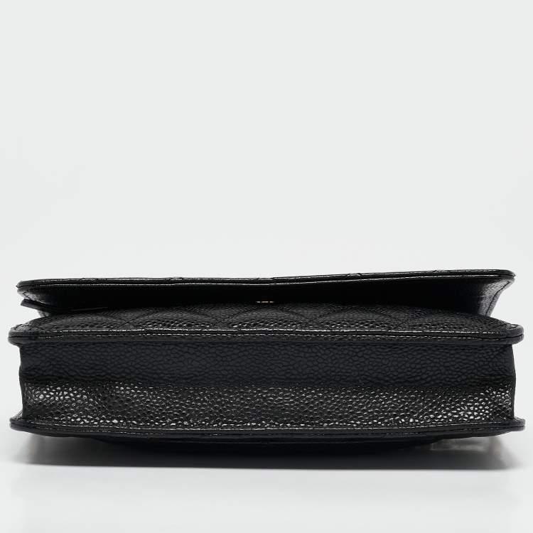 Pre Owned Chanel Black Quilted Caviar Leather WOC Clutch Bag