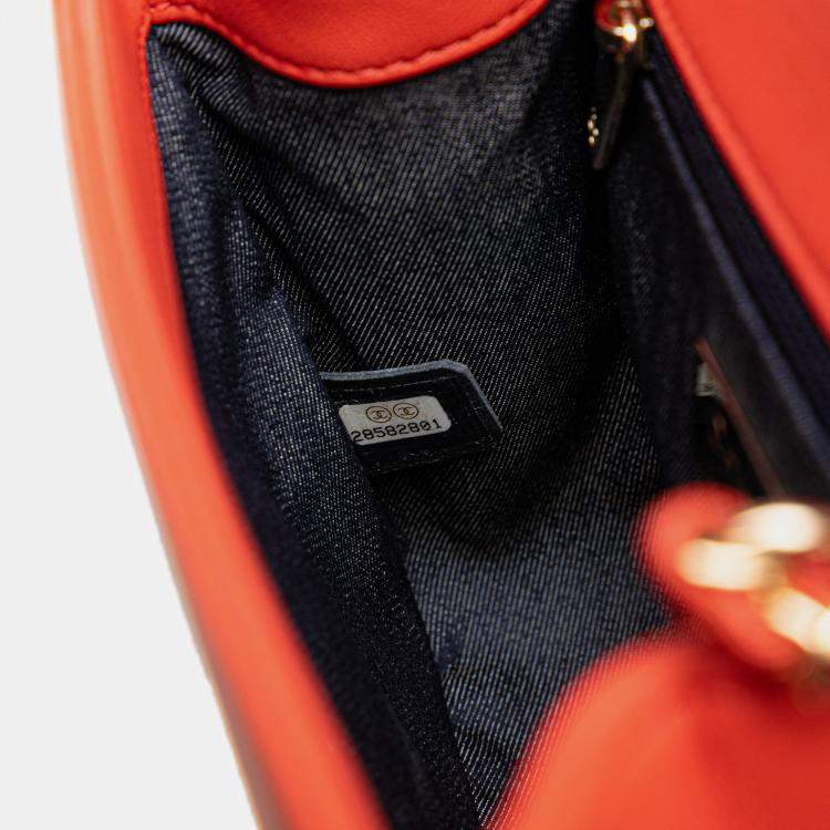 Pre Owned Chanel Red Lambskin CC Mania Flap Bag