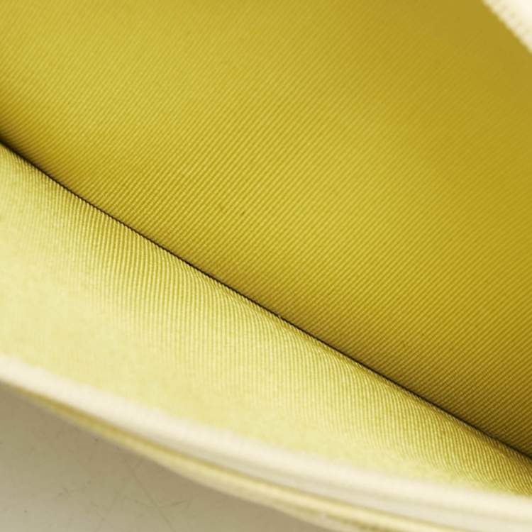Pre Owned Chanel Yellow Quilted Caviar Leather Classic Wallet on Chain