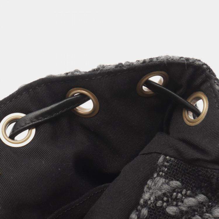 مملوكة مسبقًا Chanel Black Grey Fabric Coco Mark Backpack