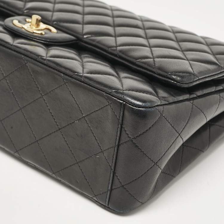 Pre Owned Chanel Black Quilted Leather Maxi Classic Double Flap Bag