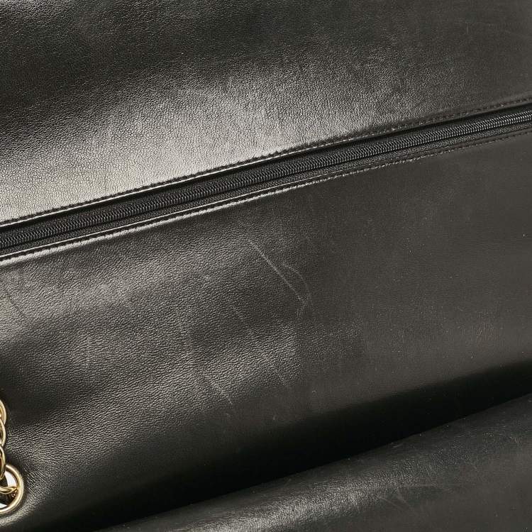 Pre Owned Chanel Black Quilted Leather Maxi Classic Double Flap Bag