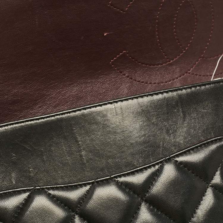 Pre Owned Chanel Black Quilted Leather Maxi Classic Double Flap Bag