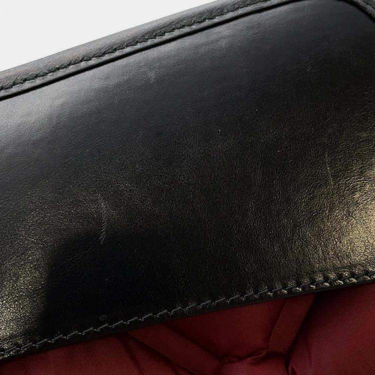 Pre Owned Chanel Black Lambskin Bubble Leather Chain Shoulder Bag