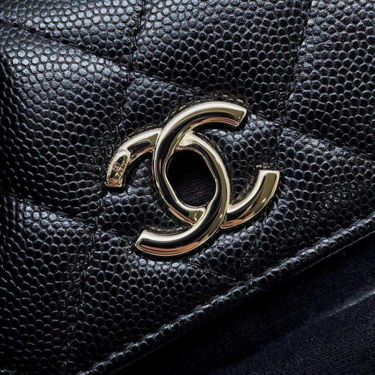 Pre Owned Chanel Black Caviar Leather Coco Handle Bag 