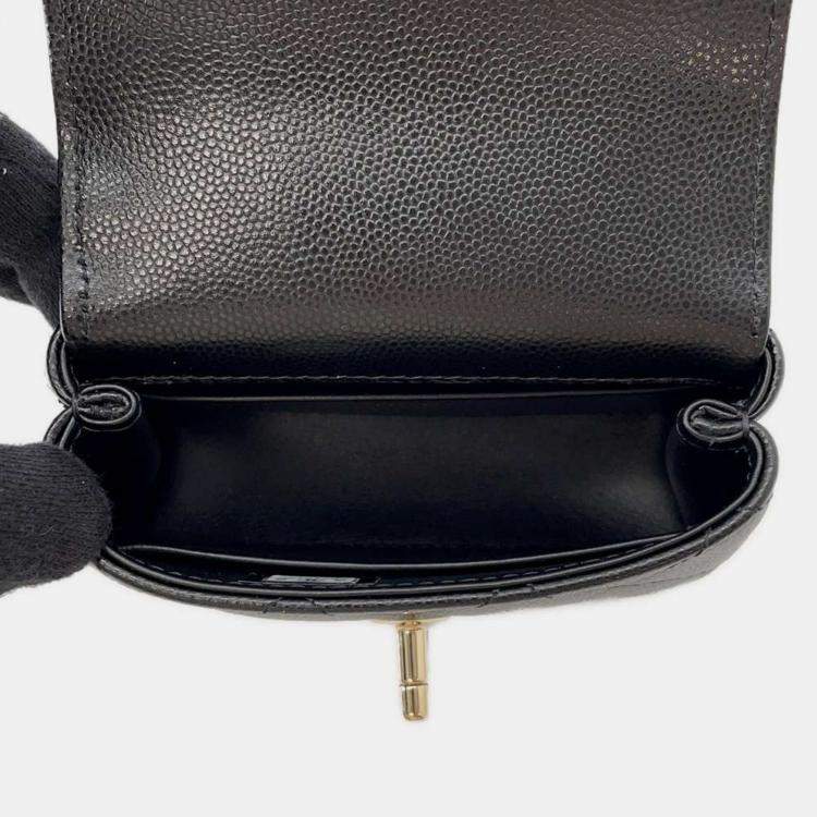 Pre Owned Chanel Black Caviar Leather Coco Handle Bag 