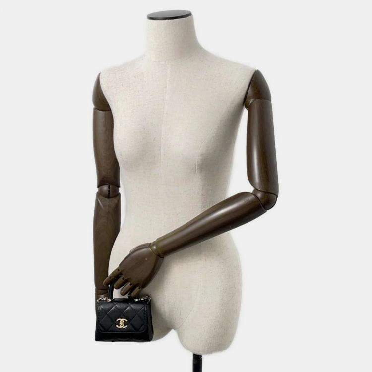 Pre Owned Chanel Black Caviar Leather Coco Handle Bag 