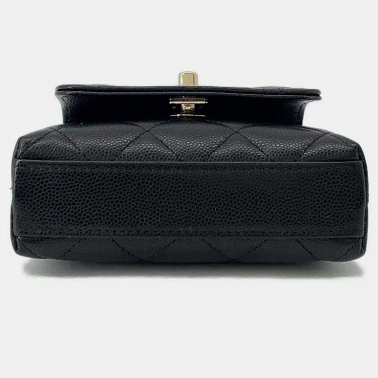 Pre Owned Chanel Black Caviar Leather Coco Handle Bag 