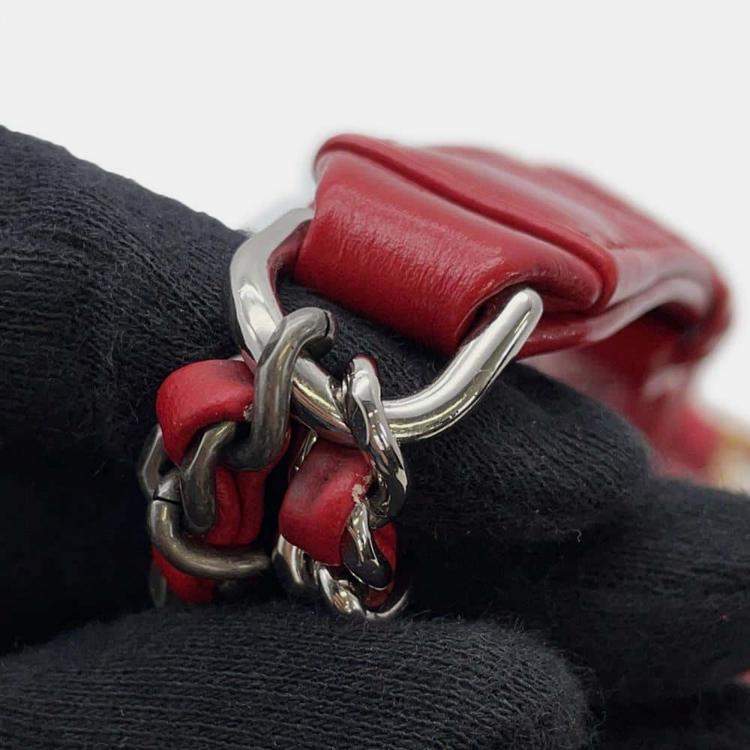 Pre Owned Chanel Red Leather Gabrielle Small Hobo Chain Shoulder Bag