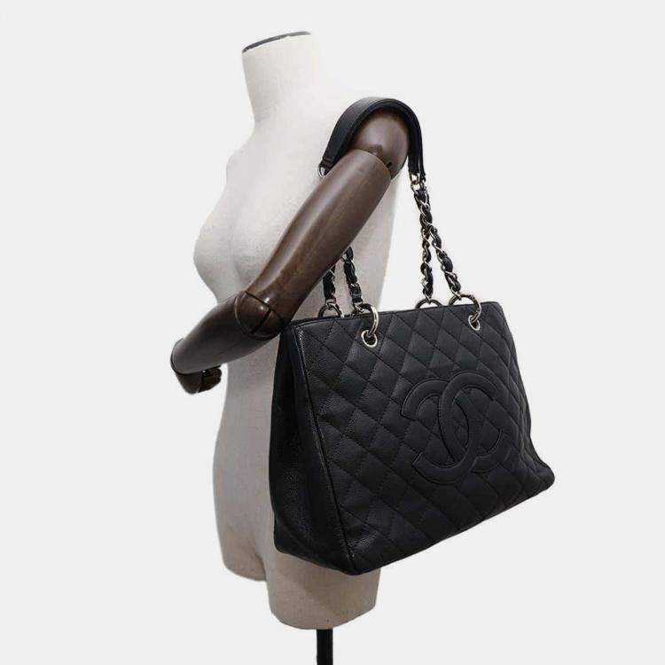 Pre Owned Chanel Black Caviar Leather GST Tote Bag