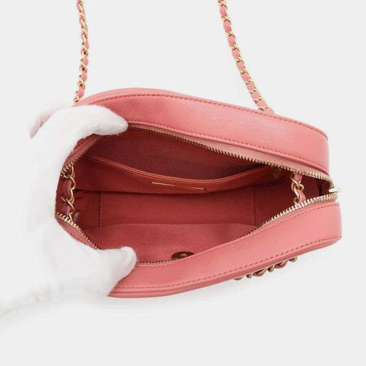 Pre Owned Chanel Pink Lambskin Leather Camera Shoulder Bag