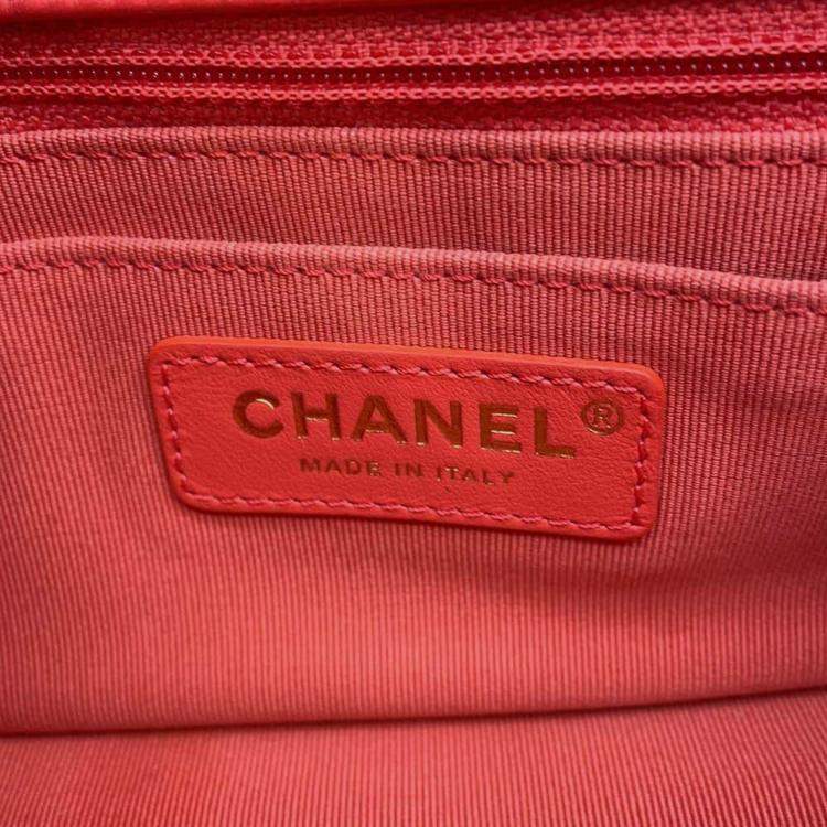 Pre Owned Chanel Red Lambskin Leather Flap Chain Shoulder Bag