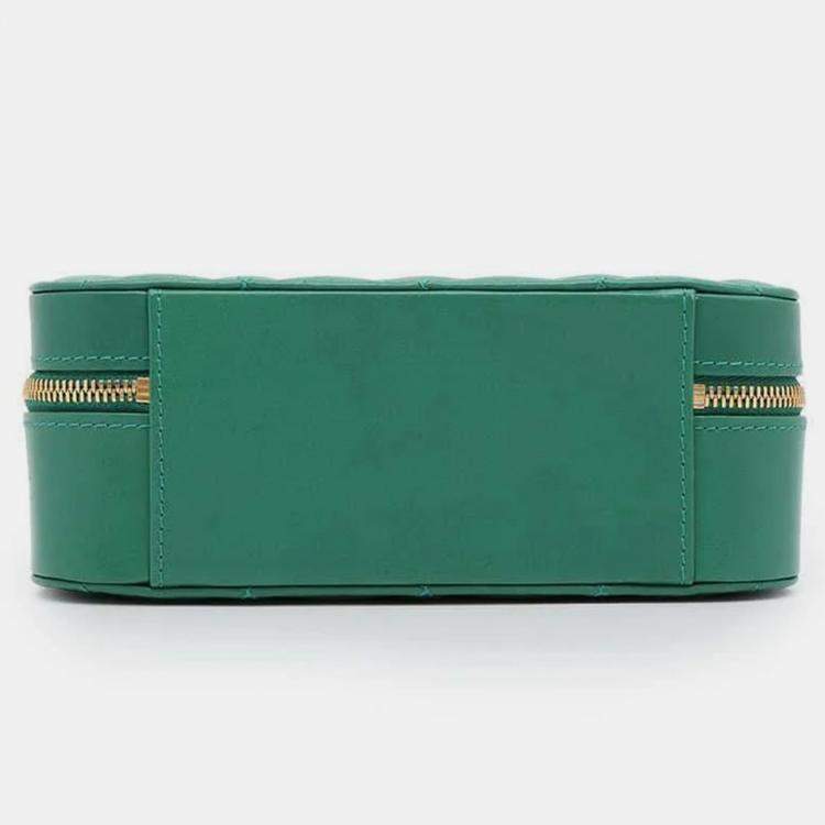 Pre Owned Chanel Green Lambskin Matelasse Vanity Chain Shoulder Bag