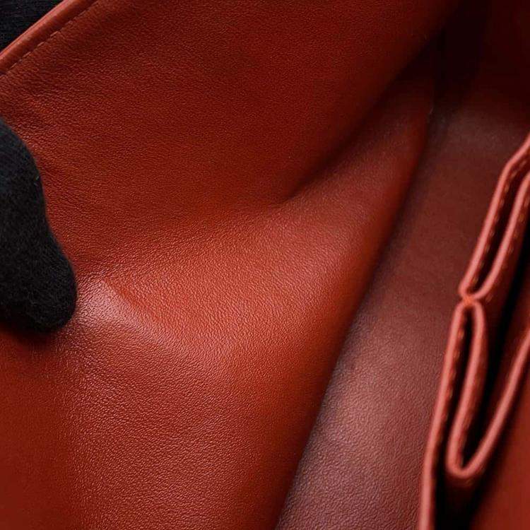 Pre Owned Chanel Red Caviar Leather Classic Double Flap Shoulder Bag 