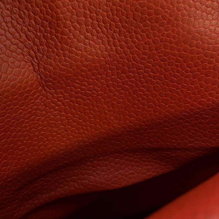 Pre Owned Chanel Red Caviar Leather Classic Double Flap Shoulder Bag 