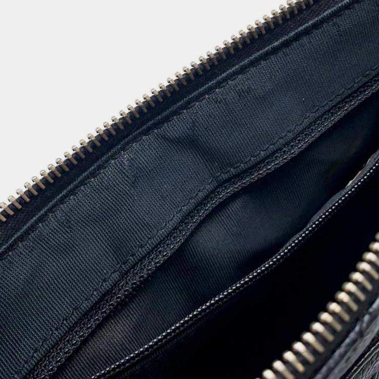 Pre Owned Chanel Black Caviar Leather One Belt Cc Logo Semi Shoulder Bag 