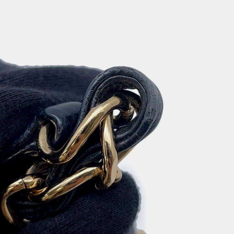 Pre Owned Chanel Black Caviar Leather One Belt Cc Logo Semi Shoulder Bag 