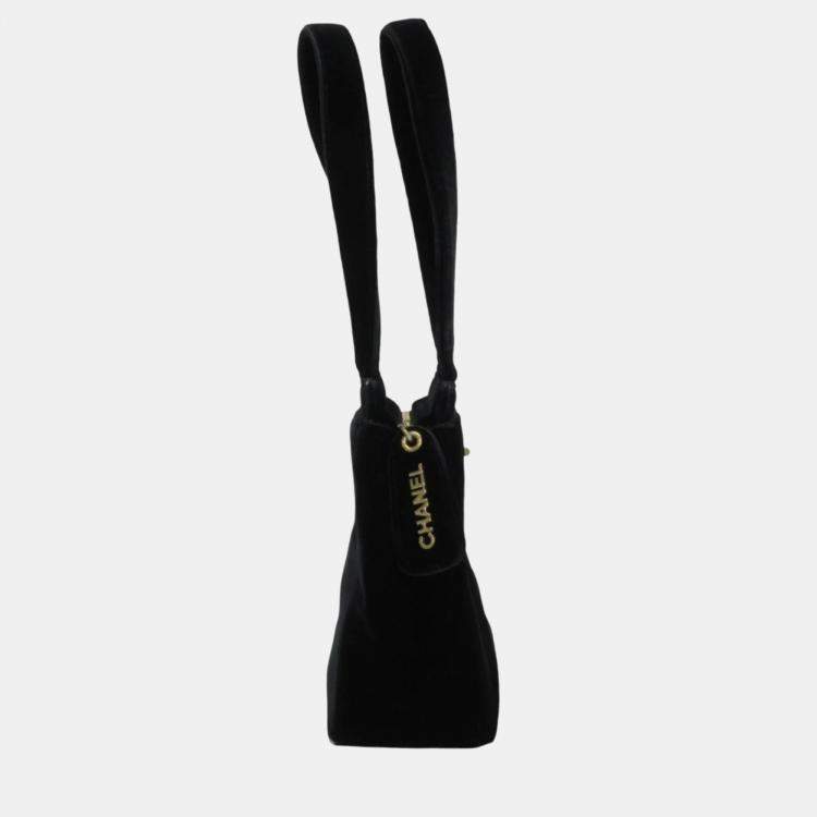 Pre Owned Chanel Black Velvet Turnlock Handbag
