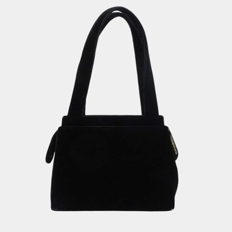 Pre Owned Chanel Black Velvet Turnlock Handbag