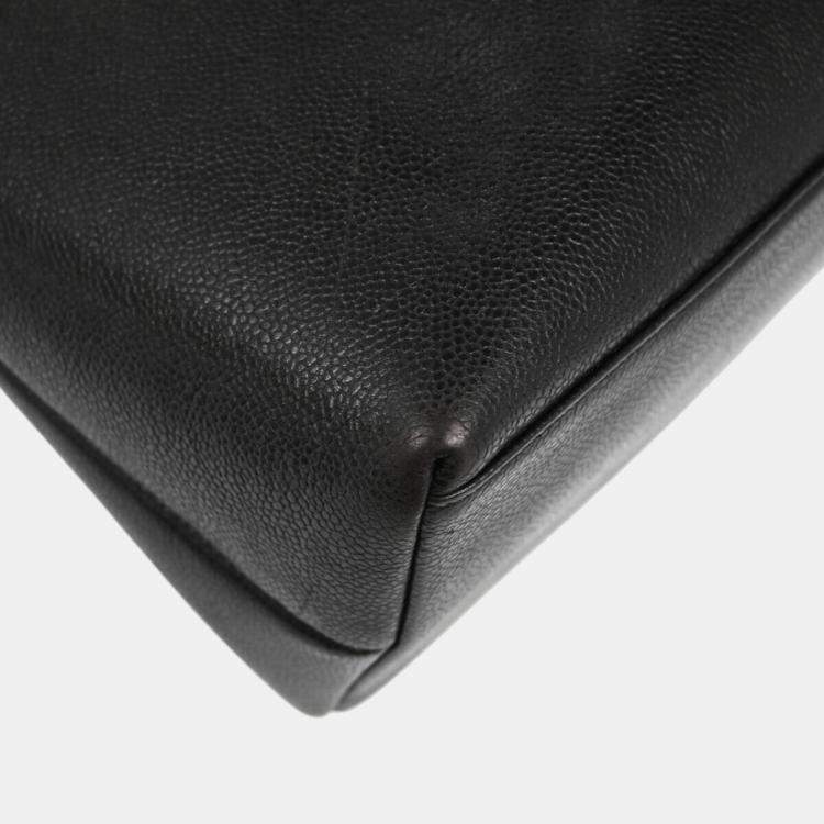 Pre Owned Chanel Black Leather Chain Tote Bag 