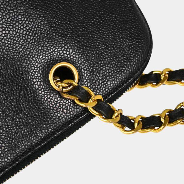 Pre Owned Chanel Black Leather Chain Tote Bag 
