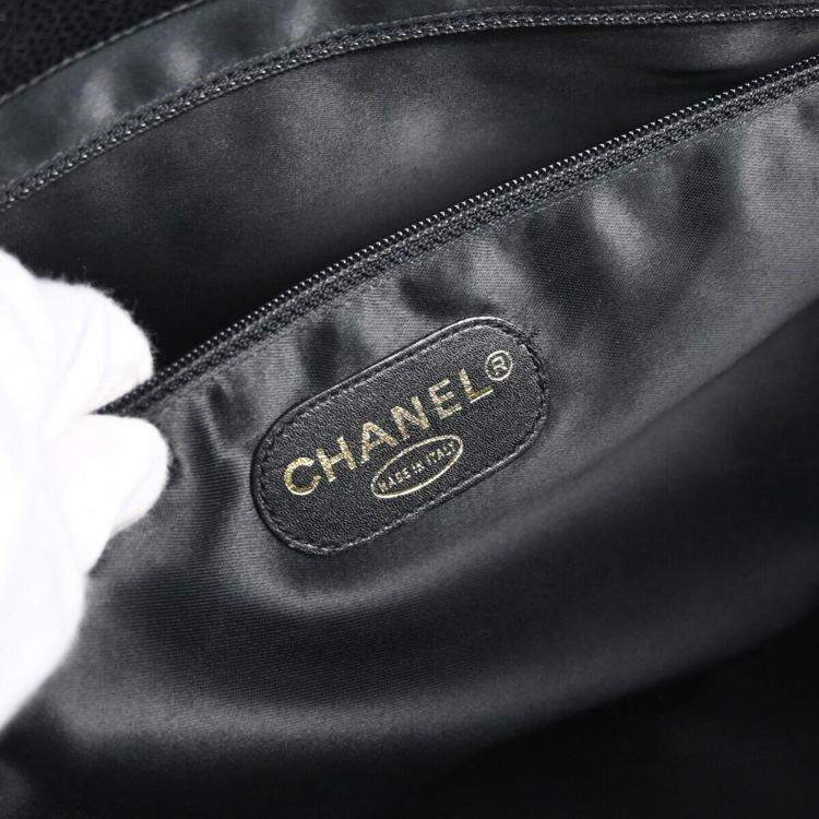 Pre Owned Chanel Black Leather Chain Tote Bag 