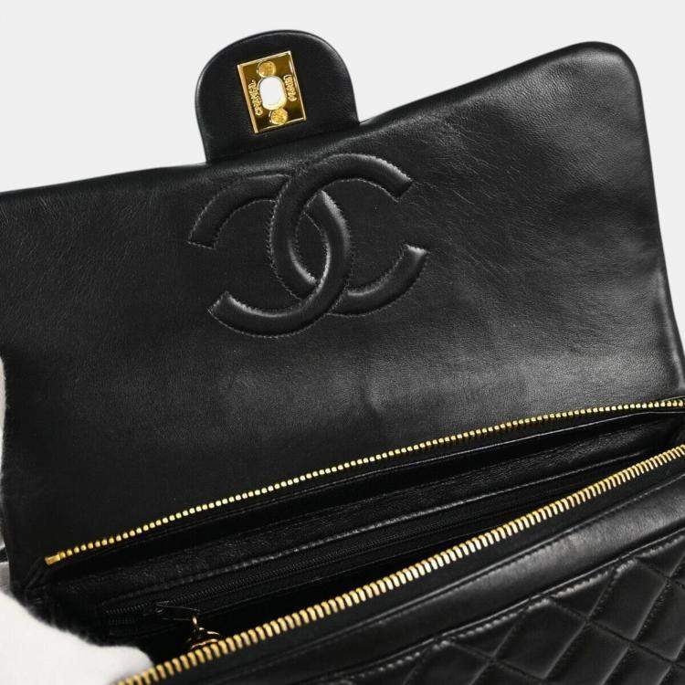 Pre Owned Chanel Black Lambskin Leather Backpack