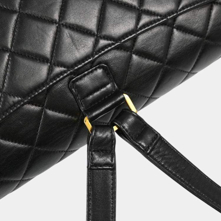 Pre Owned Chanel Black Lambskin Leather Backpack