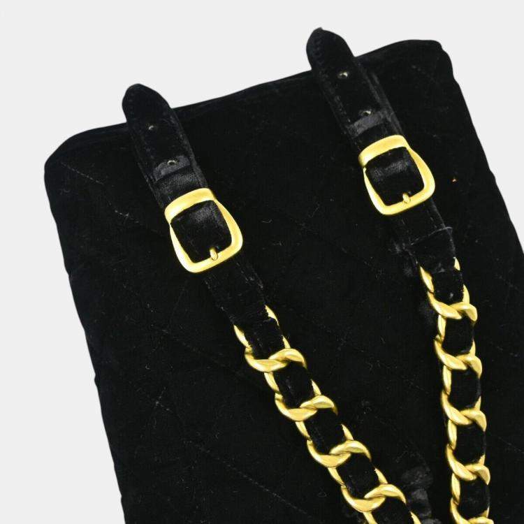 Pre Owned Chanel Black Velvet Small Duma Backpack  